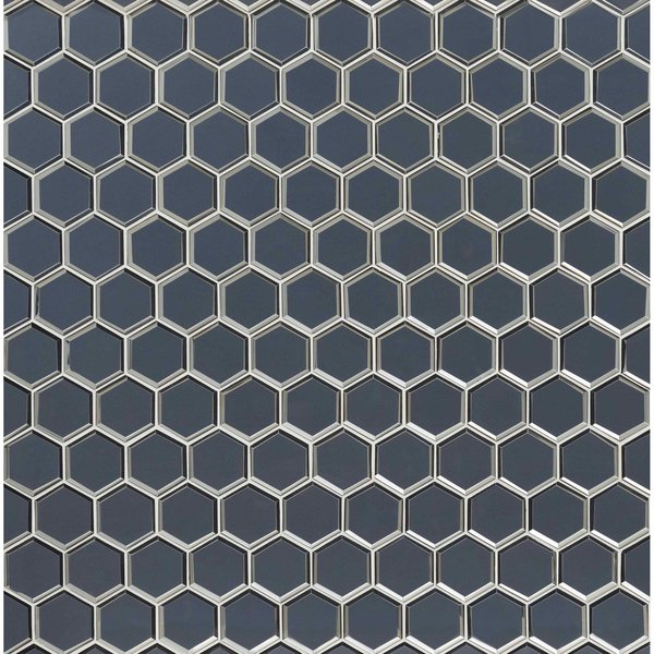 Msi Vague Blue Hexagon 10.51 In. X 12.13 In. Glass Mesh-Mounted Mosaic Tile, 10PK ZOR-MD-0527
